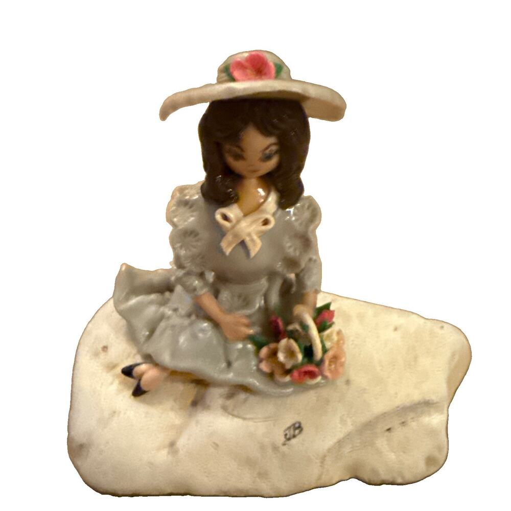Lady Sitting On A Rock Homemade Polymer Clay